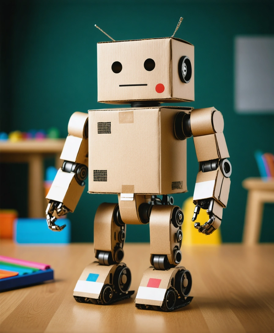 Kartonrobot bygget i pap